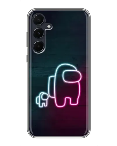 Чехол для Samsung Galaxy A55 с картинкой «Among Us неон-арт»