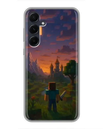 Чехол для Samsung Galaxy A55 с картинкой «Стив у башни» Чехол для Samsung Galaxy A55 с картинкой «Стив у башни»