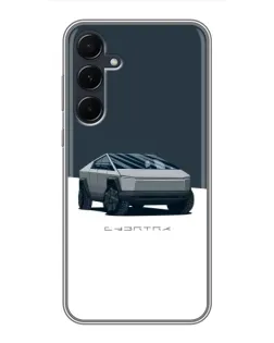 Чехол для Samsung Galaxy A55 с картинкой «Серебристый Cybertruck Tesla»