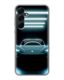 Чехол для Samsung Galaxy A55 с картинкой «Tesla в неоне»
