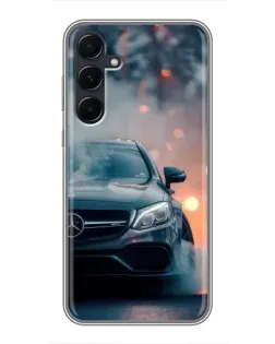 Чехол для Samsung Galaxy A55 с картинкой «Mercedes — ночной город» Чехол для Samsung Galaxy A55 с картинкой «Mercedes — ночной город»