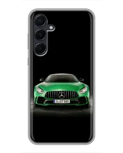 Чехол для Samsung Galaxy A55 с картинкой «Mercedes — неоновый лого»