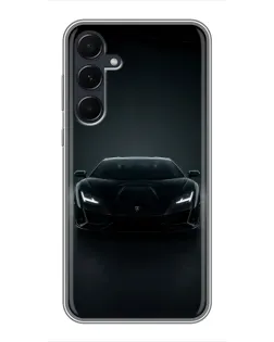 Чехол для Samsung Galaxy A55 с картинкой «Черный Lamborghini Aventador»