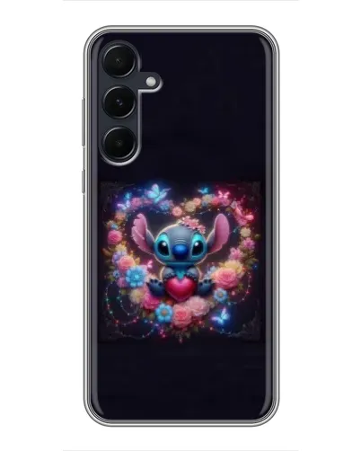 Чехол для Samsung Galaxy A55 с картинкой «Stitch в цветах»