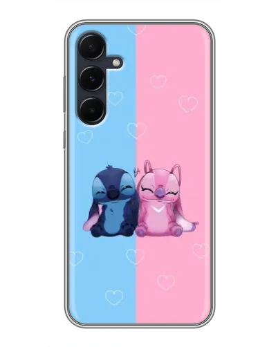 Чехол для Samsung Galaxy A55 с картинкой «Stitch и Angel Love»