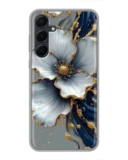 Чехол для Samsung Galaxy A55 с картинкой «Белый цветок и золотой флюид» Чехол для Samsung Galaxy A55 с картинкой «Белый цветок и золотой флюид»