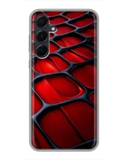 Чехол для Samsung Galaxy A55 с картинкой «Красная глянцевая сетка»