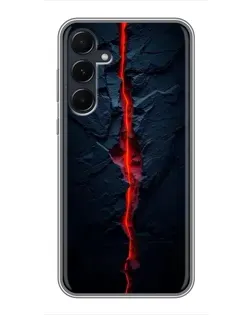 Чехол для Samsung Galaxy A55 с картинкой «Kрасная лавовая трещина»