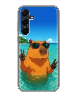 Чехол для Samsung Galaxy A55 с картинкой «Морская капибара»