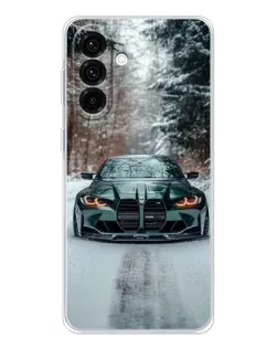 Чехол для Samsung Galaxy A56 5G с картинкой «BMW в зимнем лесу»