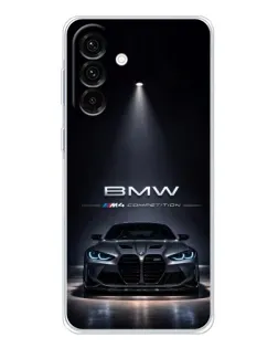 Чехол для Samsung Galaxy A56 5G с картинкой «BMW сквозь ночной город»