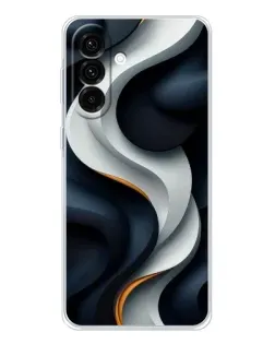 Чехол для Samsung Galaxy A56 5G с картинкой «Объемные черно-белые ленты»