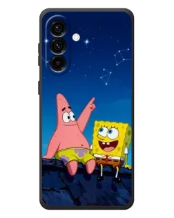 Чехол для Samsung Galaxy A57 с картинкой «Губка Боб и Патрик ночью»