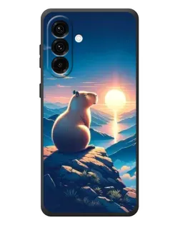 Чехол для Samsung Galaxy A57 с картинкой «Закат солнца с капибарой»