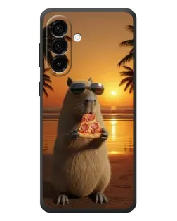 Чехол для Samsung Galaxy A57 с картинкой «Капибара с пиццей»