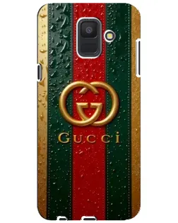 Чехол для Samsung Galaxy A6 2018 (A600F) с картинкой «Gucci — фирменная полоса и золото»