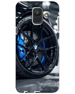 Чехол для Samsung Galaxy A6 2018 (A600F) с картинкой «Колесо BMW вблизи»