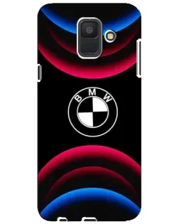 Чехол для Samsung Galaxy A6 2018 (A600F) с картинкой «Логотип BMW и неоновые дуги»