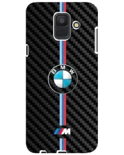 Чехол для Samsung Galaxy A6 2018 (A600F) с картинкой «Эмблема BMW и карбон»