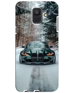 Чехол для Samsung Galaxy A6 2018 (A600F) с картинкой «BMW в зимнем лесу»