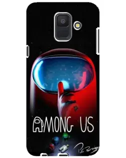Чехол для Samsung Galaxy A6 2018 (A600F) с картинкой «Красный импостер — макро»