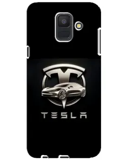 Чехол для Samsung Galaxy A6 2018 (A600F) с картинкой «Tesla — серебристое авто»