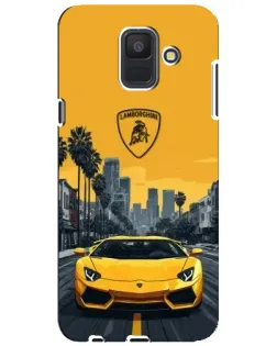 Чехол для Samsung Galaxy A6 2018 (A600F) с картинкой «Желтый Lamborghini город»