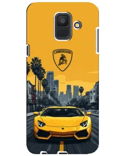 Чехол для Samsung Galaxy A6 2018 (A600F) с картинкой «Желтый Lamborghini город»