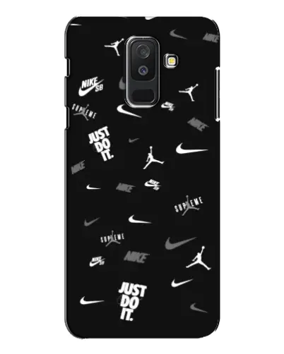 Чехол для Samsung Galaxy A6 Plus 2018 (A605) с картинкой «Nike Black Pattern»