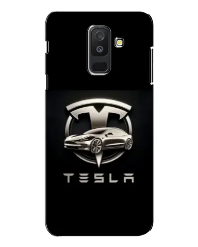 Чехол для Samsung Galaxy A6 Plus 2018 (A605) с картинкой «Tesla — серебристое авто»