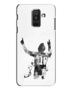 Чехол для Samsung Galaxy A6 Plus 2018 (A605) с картинкой «Черно-белый силуэт Месси»