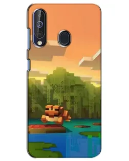 Чехол для Samsung Galaxy A60 2019 (A605F) с картинкой «Майнкрафт закат солнца»