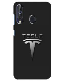 Чехол для Samsung Galaxy A60 2019 (A605F) с картинкой «Стальной логотип Tesla»