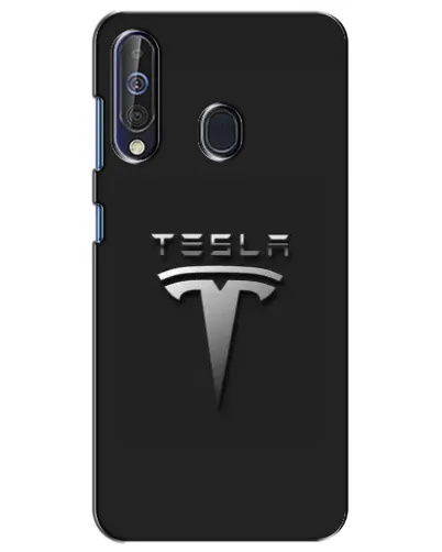 Чехол для Samsung Galaxy A60 2019 (A605F) с картинкой «Стальной логотип Tesla»