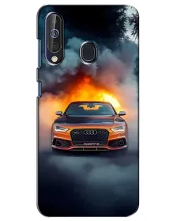 Чехол для Samsung Galaxy A60 2019 (A605F) с картинкой «Audi в огненном дыму»