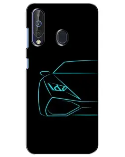 Чехол для Samsung Galaxy A60 2019 (A605F) с картинкой «Голубой силуэт Lamborghini»