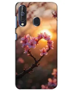 Чехол для Samsung Galaxy A60 2019 (A605F) с картинкой «Розовый цвет сердце на фоне заката»