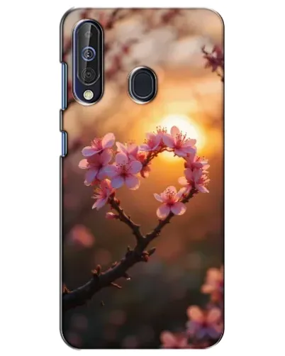 Чехол для Samsung Galaxy A60 2019 (A605F) с картинкой «Розовый цвет сердце на фоне заката»