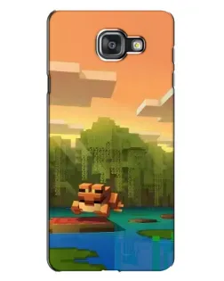 Чехол для Samsung Galaxy A7 2016 (A7100, A710F) с картинкой «Майнкрафт закат солнца»