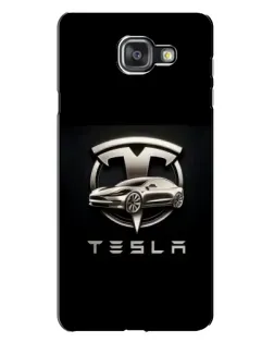 Чехол для Samsung Galaxy A7 2016 (A7100, A710F) с картинкой «Tesla — серебристое авто»