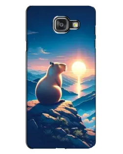 Чехол для Samsung Galaxy A7 2016 (A7100, A710F) с картинкой «Закат солнца с капибарой»
