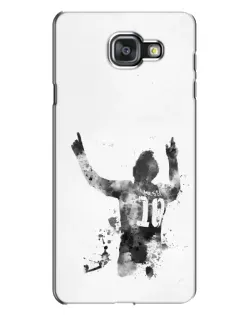 Чехол для Samsung Galaxy A7 2016 (A7100, A710F) с картинкой «Черно-белый силуэт Месси»