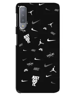 Чехол для Samsung Galaxy A7 2018 (A750) с картинкой «Nike Black Pattern»