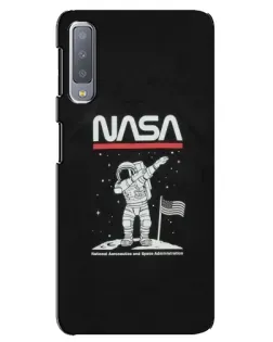 Чехол для Samsung Galaxy A7 2018 (A750) с картинкой «NASA — шагаем по Луне»