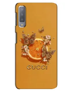 Чехол для Samsung Galaxy A7 2018 (A750) с картинкой «Gucci — золотые бабочки»