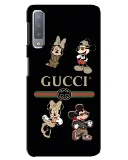 Чехол для Samsung Galaxy A7 2018 (A750) с картинкой «Gucci — герои Disney и монограмма»
