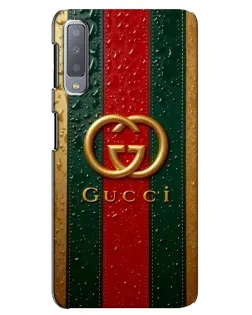 Чехол для Samsung Galaxy A7 2018 (A750) с картинкой «Gucci — фирменная полоса и золото»