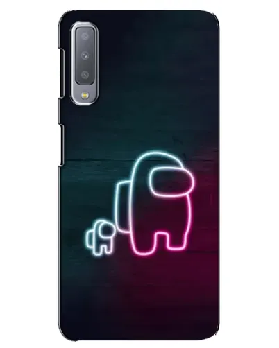 Чехол для Samsung Galaxy A7 2018 (A750) с картинкой «Among Us неон-арт»