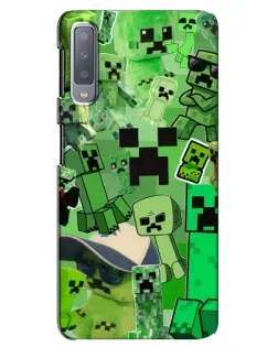 Чехол для Samsung Galaxy A7 2018 (A750) с картинкой «Криперы Minecraft»