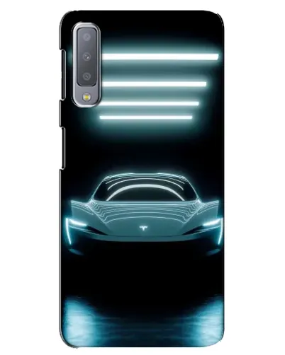 Чехол для Samsung Galaxy A7 2018 (A750) с картинкой «Tesla в неоне»